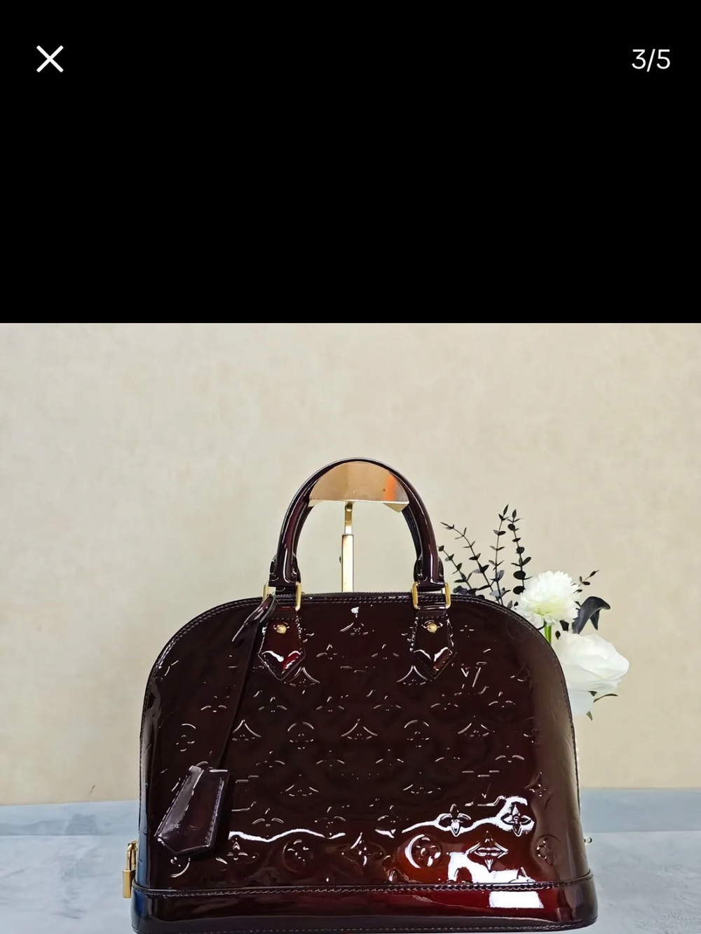 Louis Vuitton Glossy Black Cherry Monogram Vernis Alma Satchel